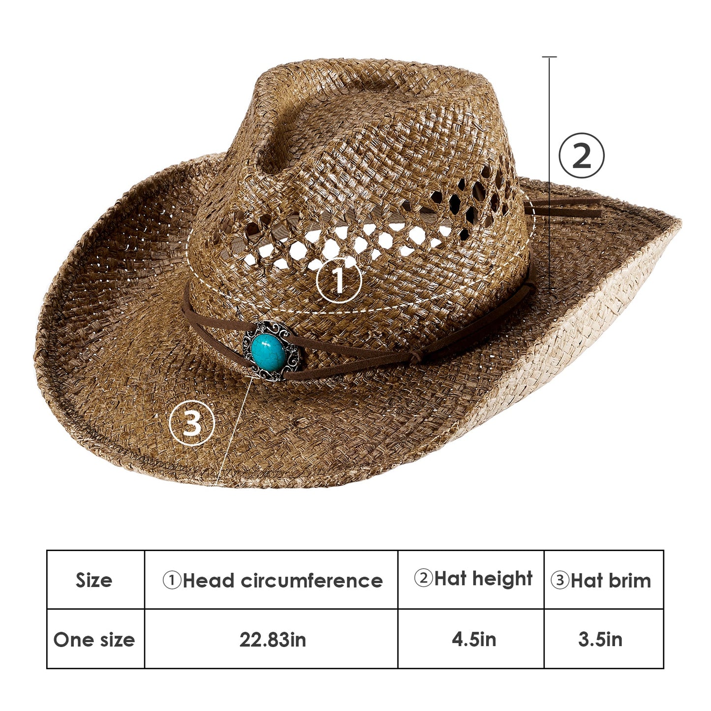 Desert Raffia Straw Cowboy Hat - Mix Brown