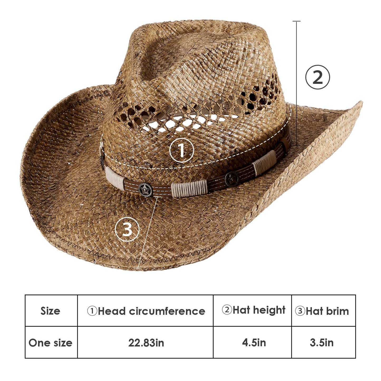 Mesa Raffia Straw Cowboy Hat - Mix Brown