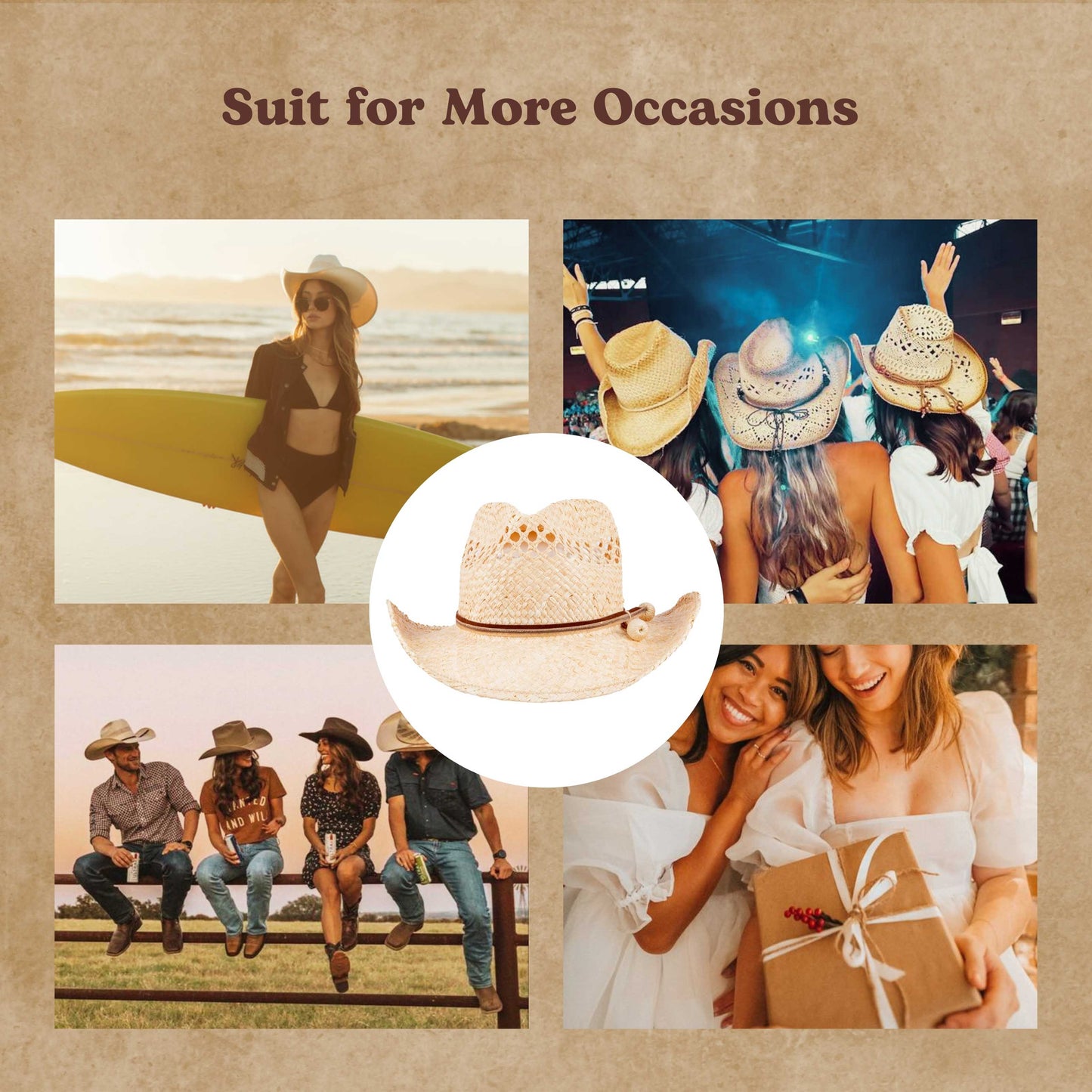 Crossed Small Balls MIX BROWN Cowboy Hats Rancher Hat Exquisite Decoration Band