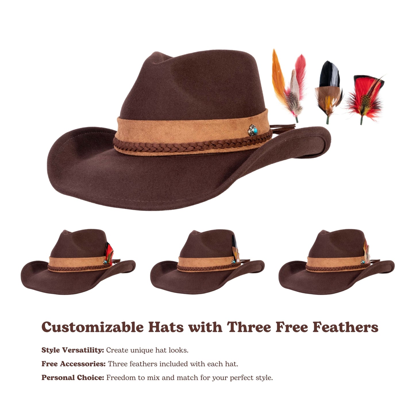 Canyon Dark Coffee Felt Cowboy Hat - Mix Brown