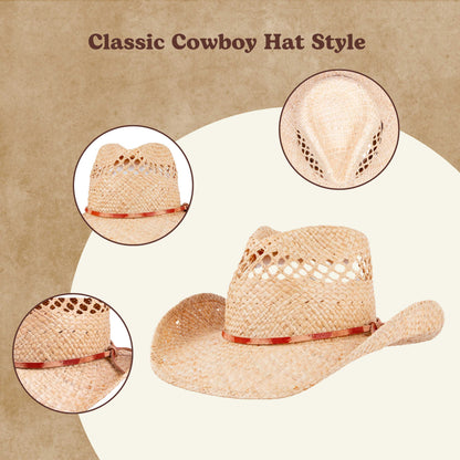 Coyote Raffia Straw Cowboy Hat - Mix Brown