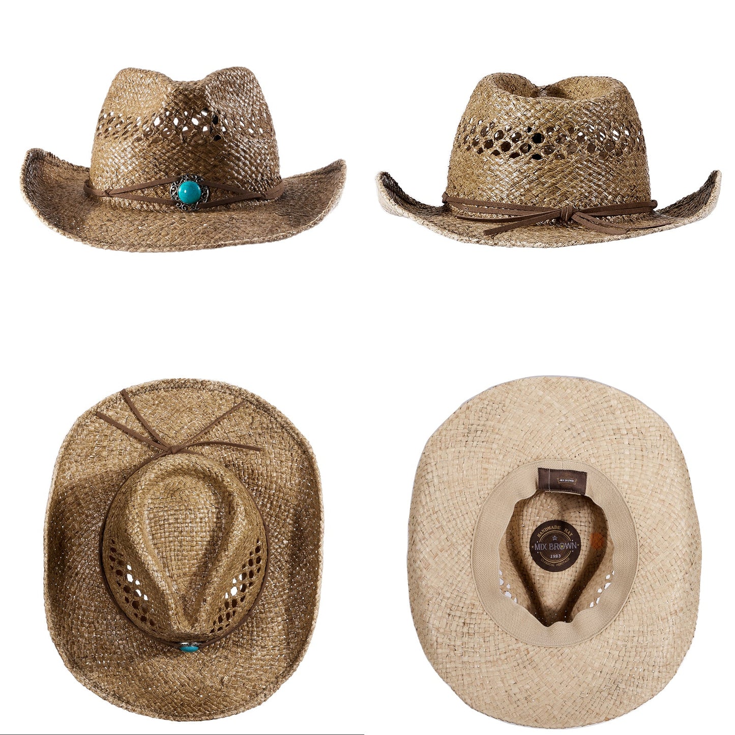 Desert Raffia Straw Cowboy Hat - Mix Brown