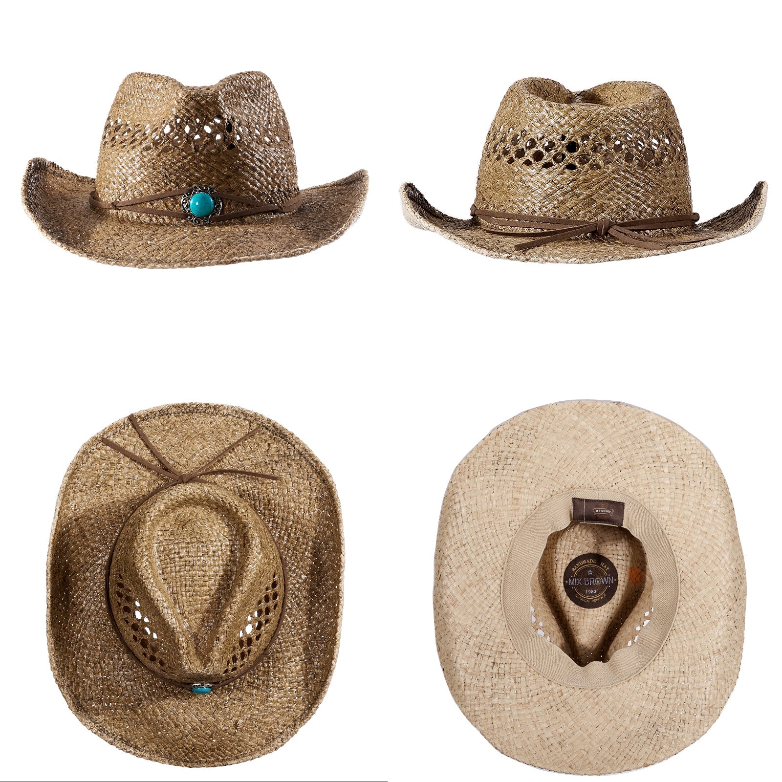Desert Raffia Straw Cowboy Hat - Mix Brown