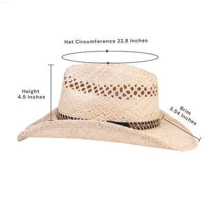 Driftline Open Weave Straw Cowboy Hat - Mix Brown