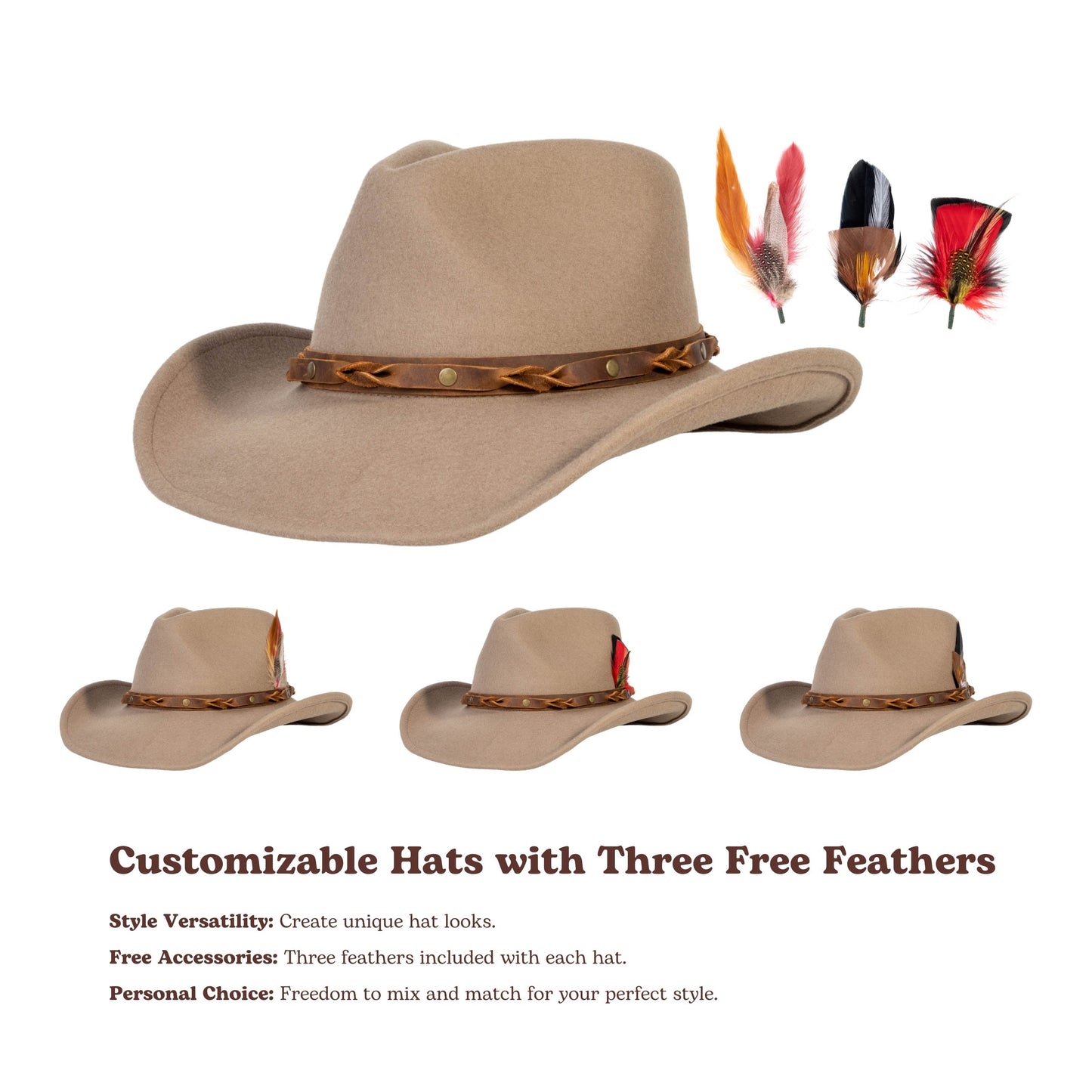 Driftwood Tan Felt Cowboy Hat - Mix Brown