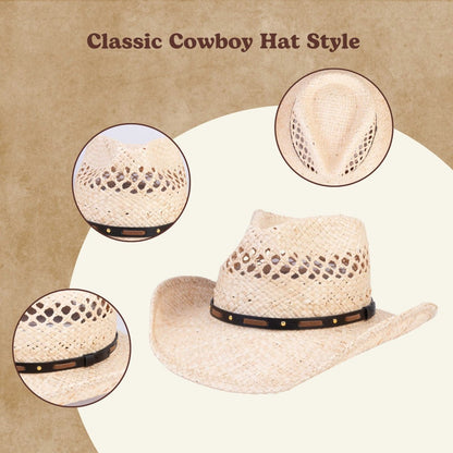 Dustline Vent Straw Cowboy Hat - Mix Brown