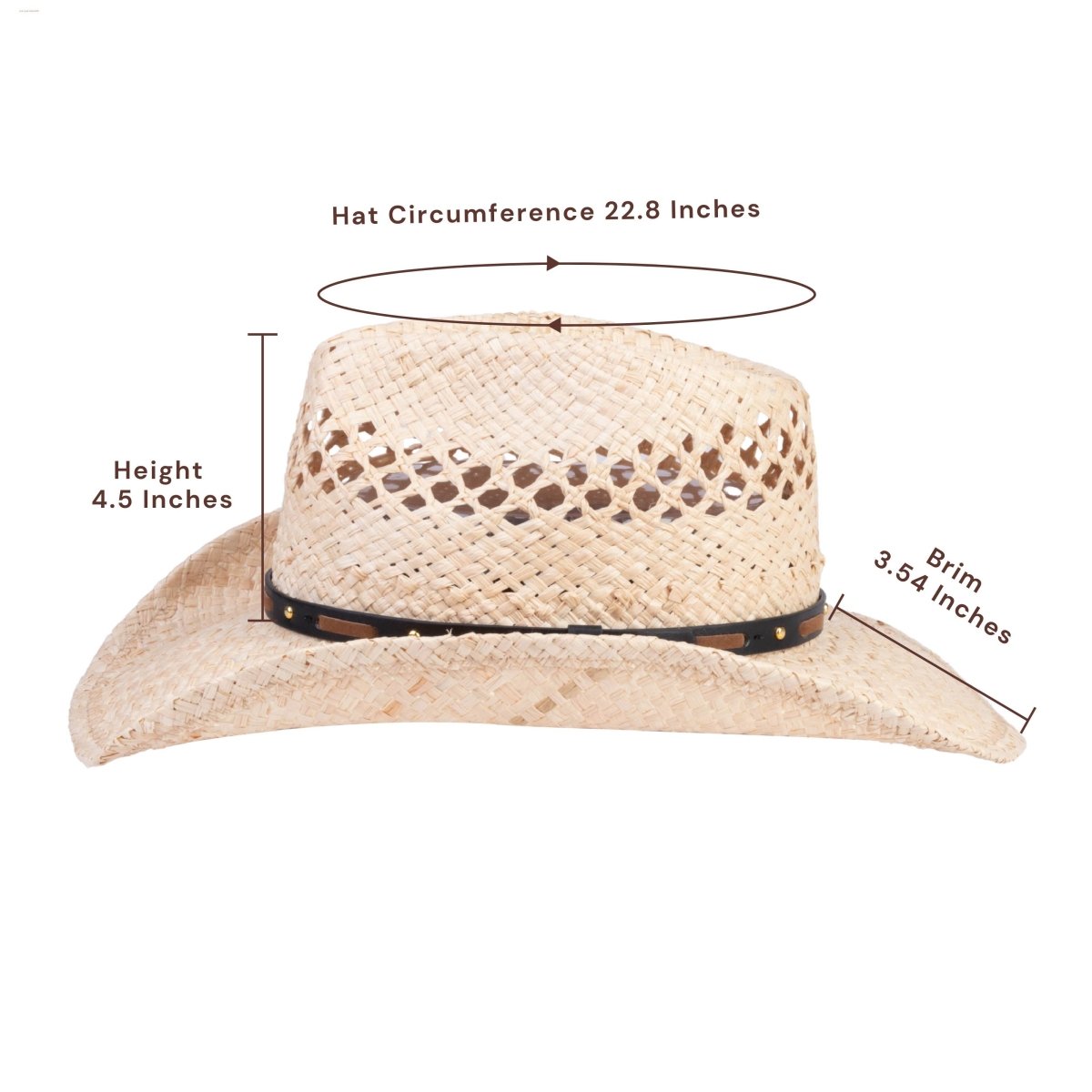 Dustline Vent Straw Cowboy Hat - Mix Brown