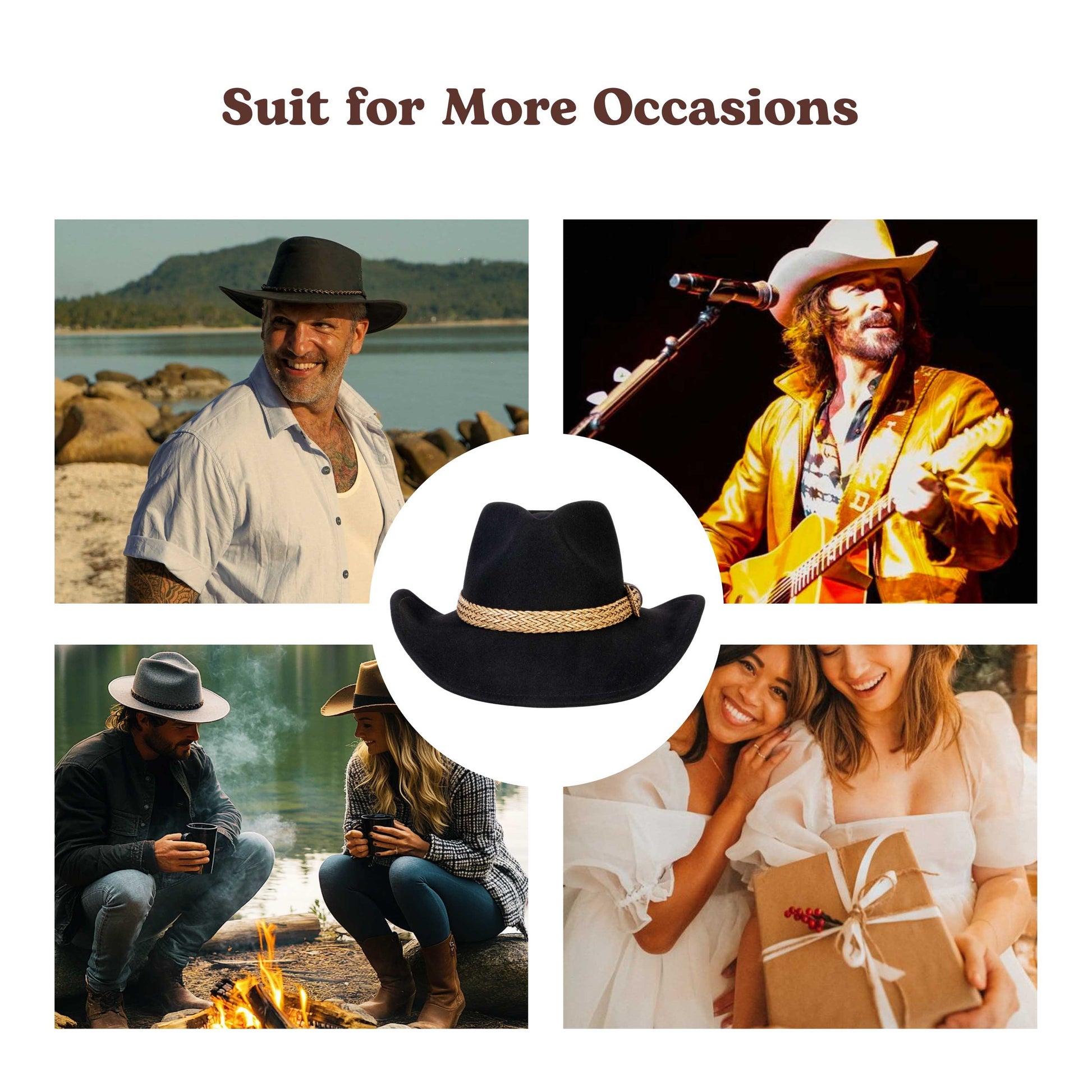 Dusty Trail Black Felt Cowboy Hat - Mix Brown