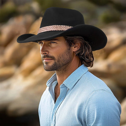 Dusty Trail Black Felt Cowboy Hat - Mix Brown