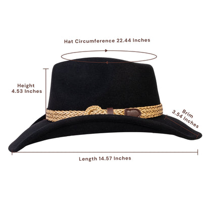 Dusty Trail Black Felt Cowboy Hat - Mix Brown