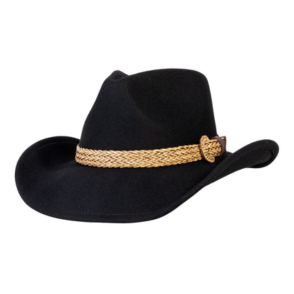 Dusty Trail Black Felt Cowboy Hat - Mix Brown