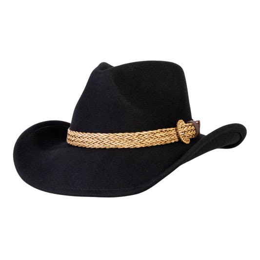 Dusty Trail Black Felt Cowboy Hat - Mix Brown