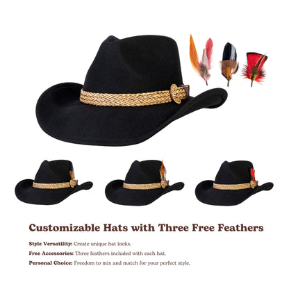 Dusty Trail Black Felt Cowboy Hat - Mix Brown