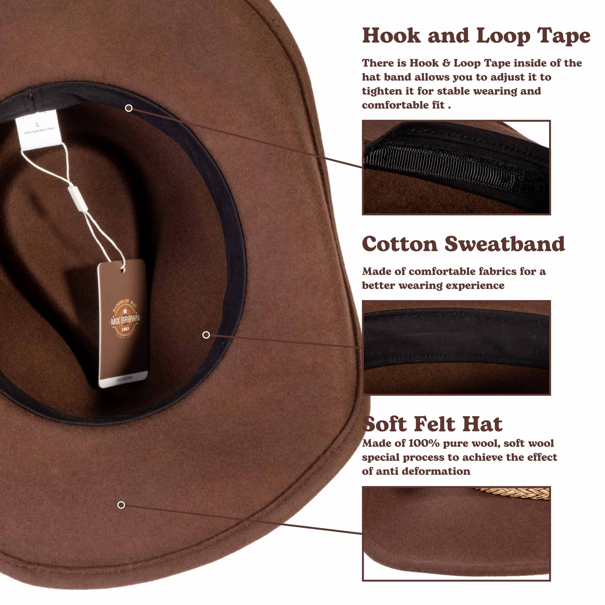 Frontier Trail Brown Felt Cowboy Hat - Mix Brown