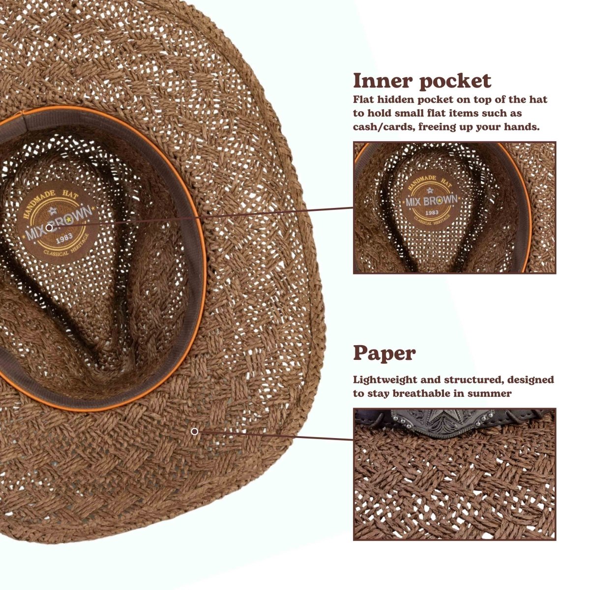 Ironridge Straw Cowboy Hat - Mix Brown