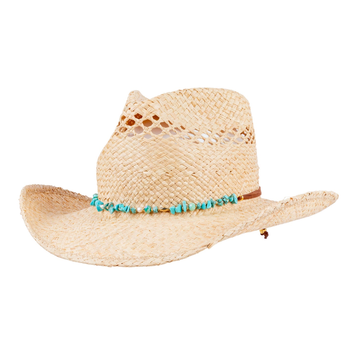 Lasso Raffia Straw Cowboy Hat - Mix Brown