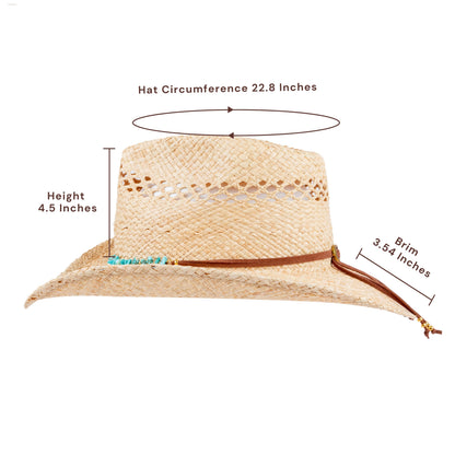 Lasso Raffia Straw Cowboy Hat - Mix Brown