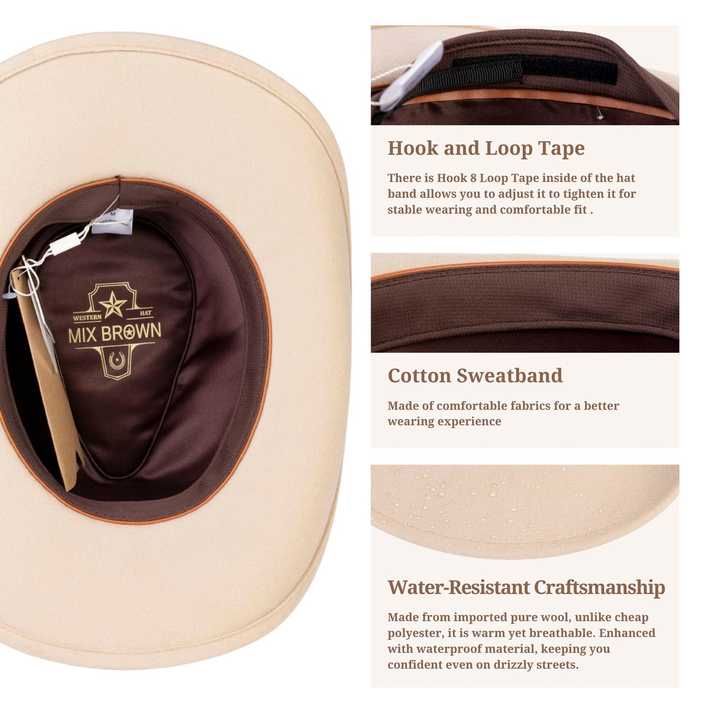 Longhorn Beige Felt Cowboy Hat - Mix Brown