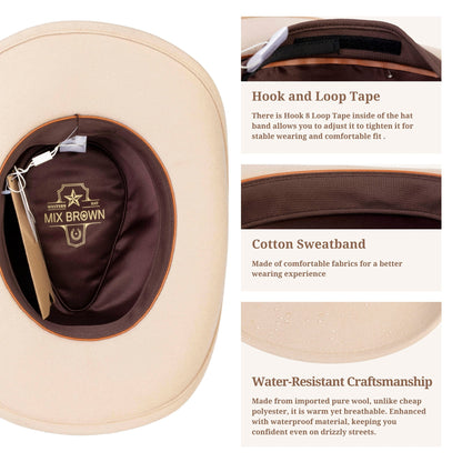 Longhorn Beige Felt Cowboy Hat - Mix Brown