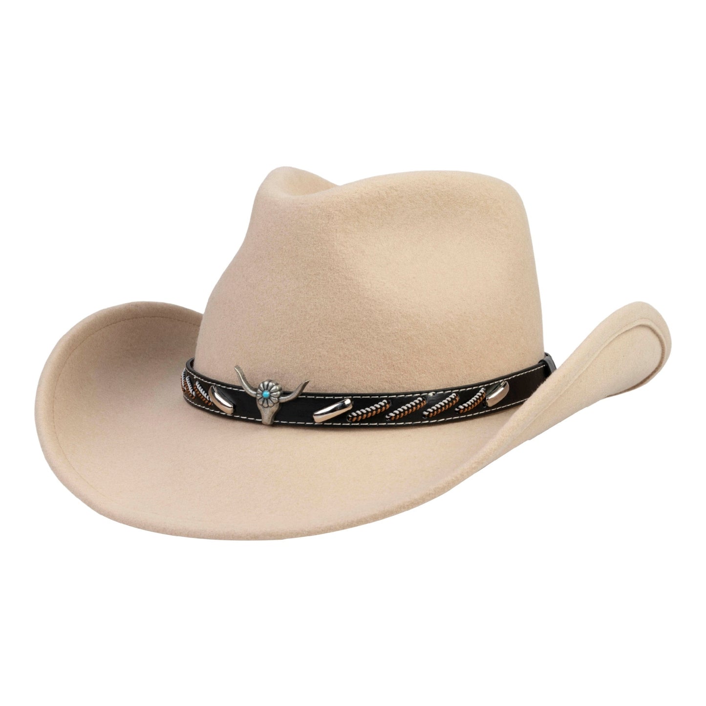 Longhorn Beige Felt Cowboy Hat - Mix Brown