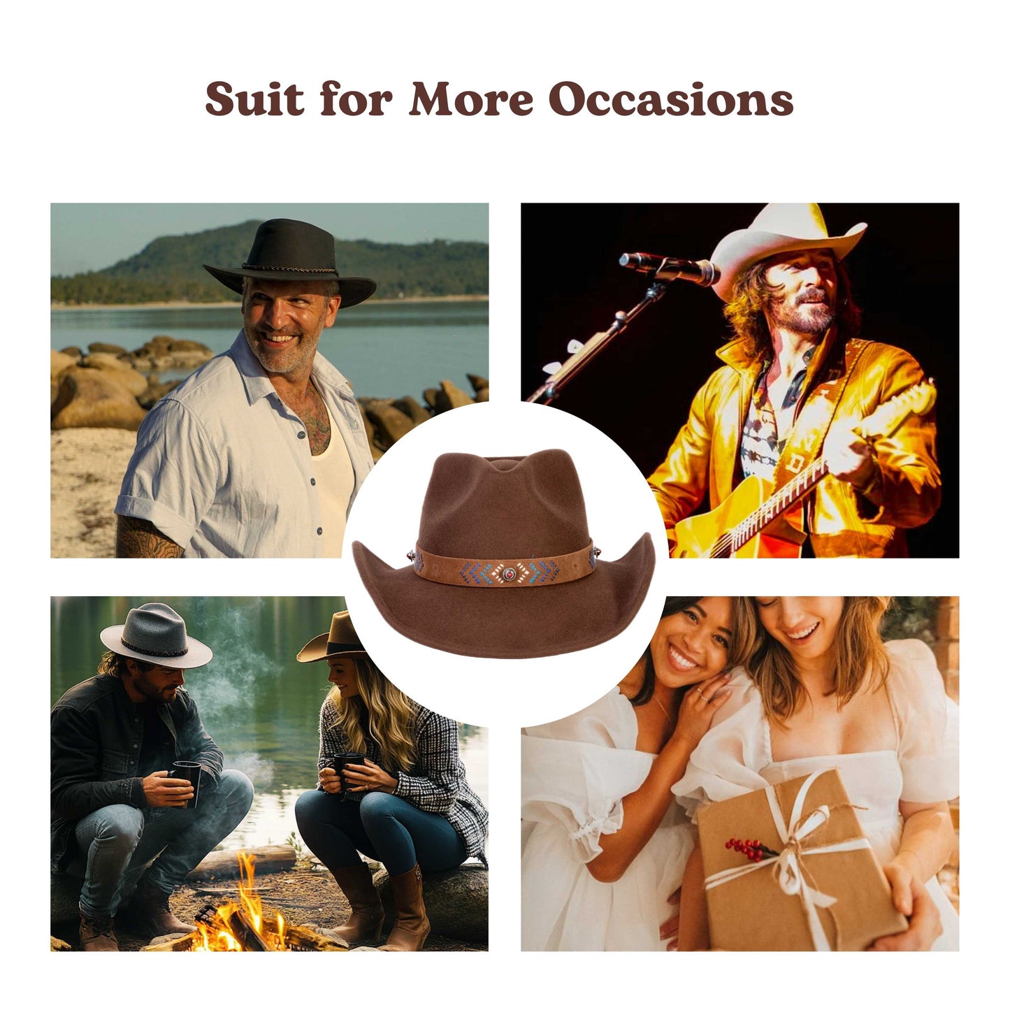 Maverick Sand Rope Felt Cowboy Hat - Mix Brown