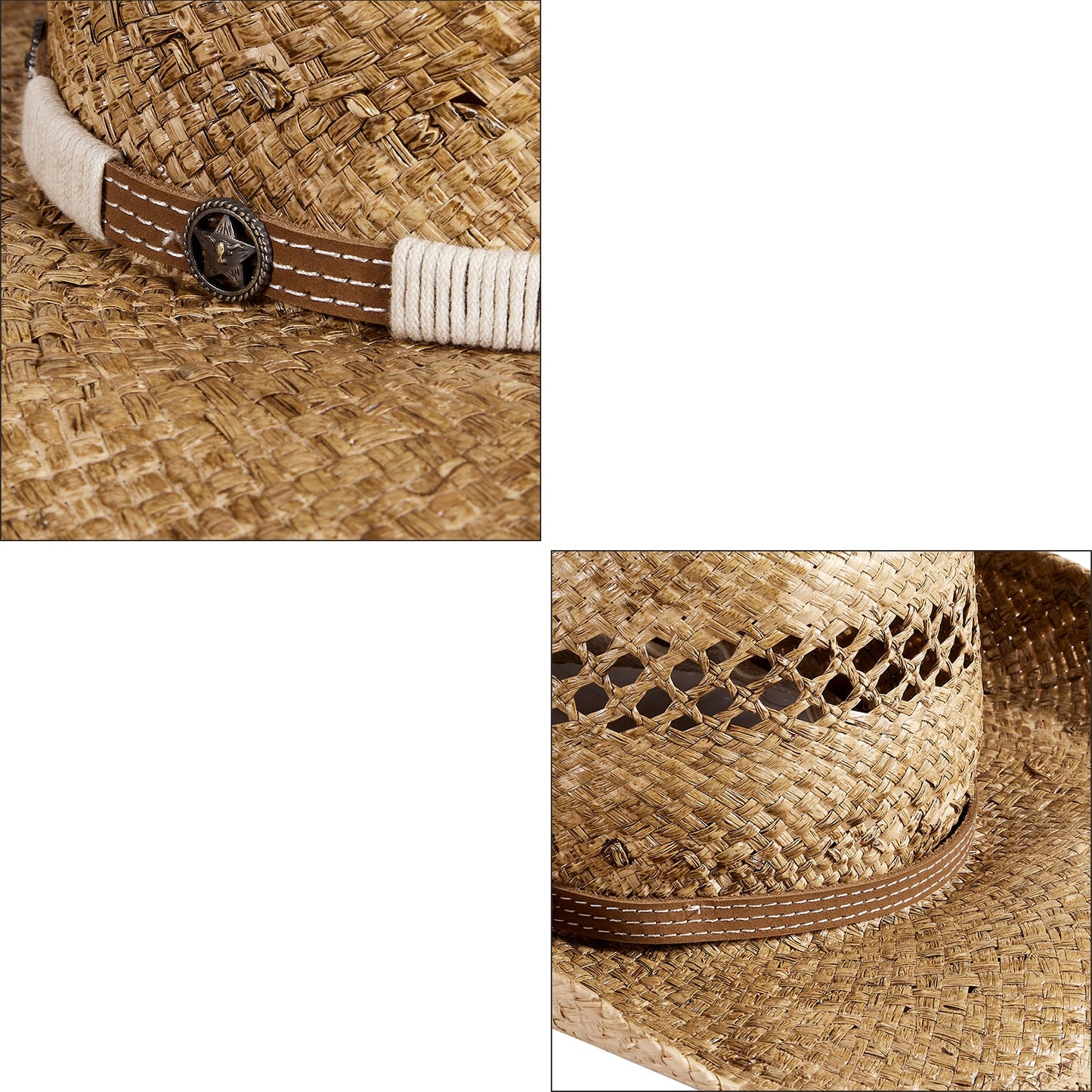 Mesa Raffia Straw Cowboy Hat - Mix Brown