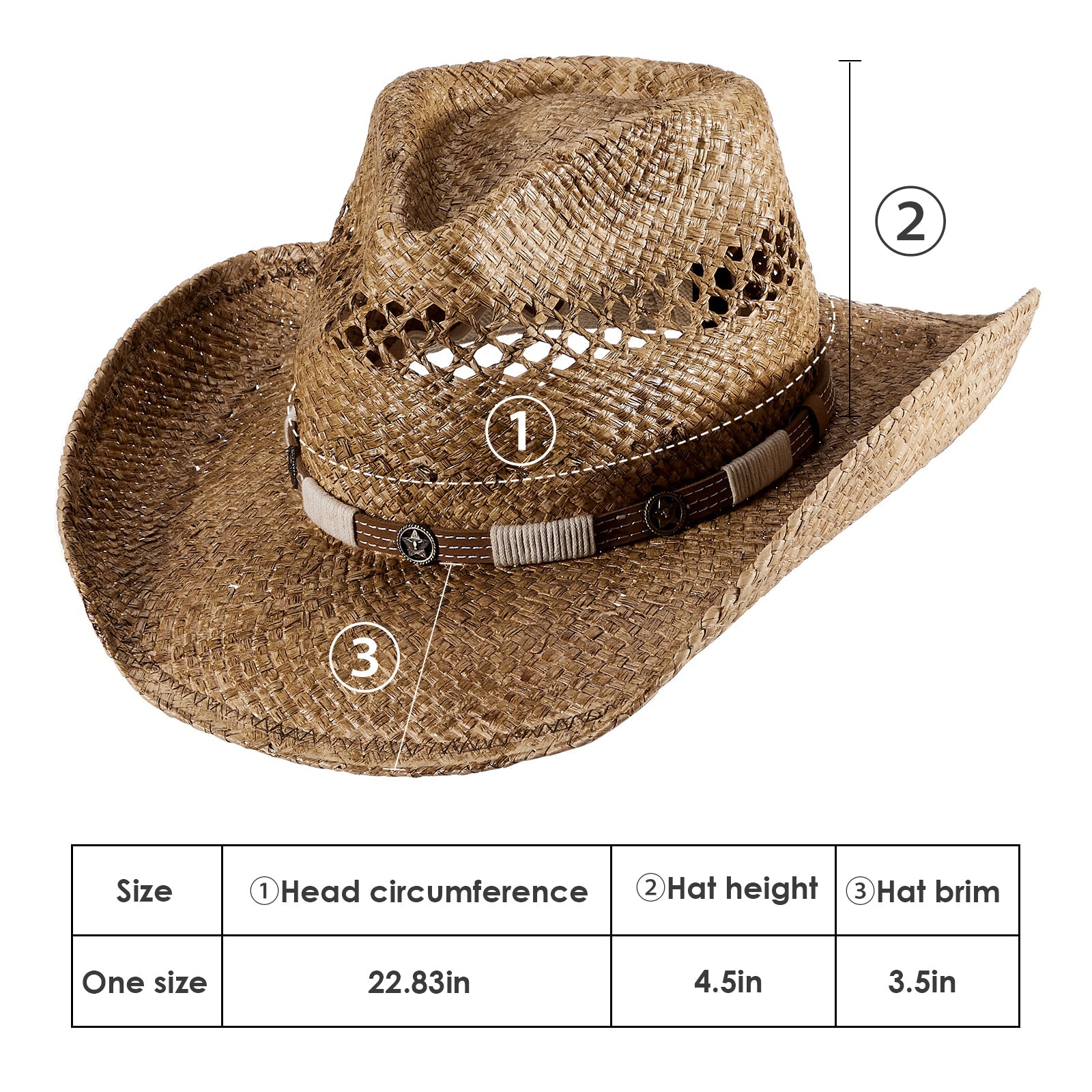 Mesa Raffia Straw Cowboy Hat - Mix Brown