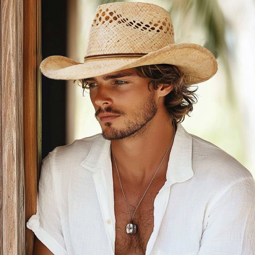Mesa Raffia Straw Cowboy Hat - Mix Brown