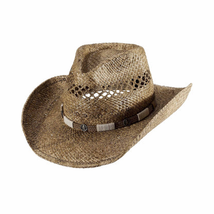 Mesa Raffia Straw Cowboy Hat - Mix Brown