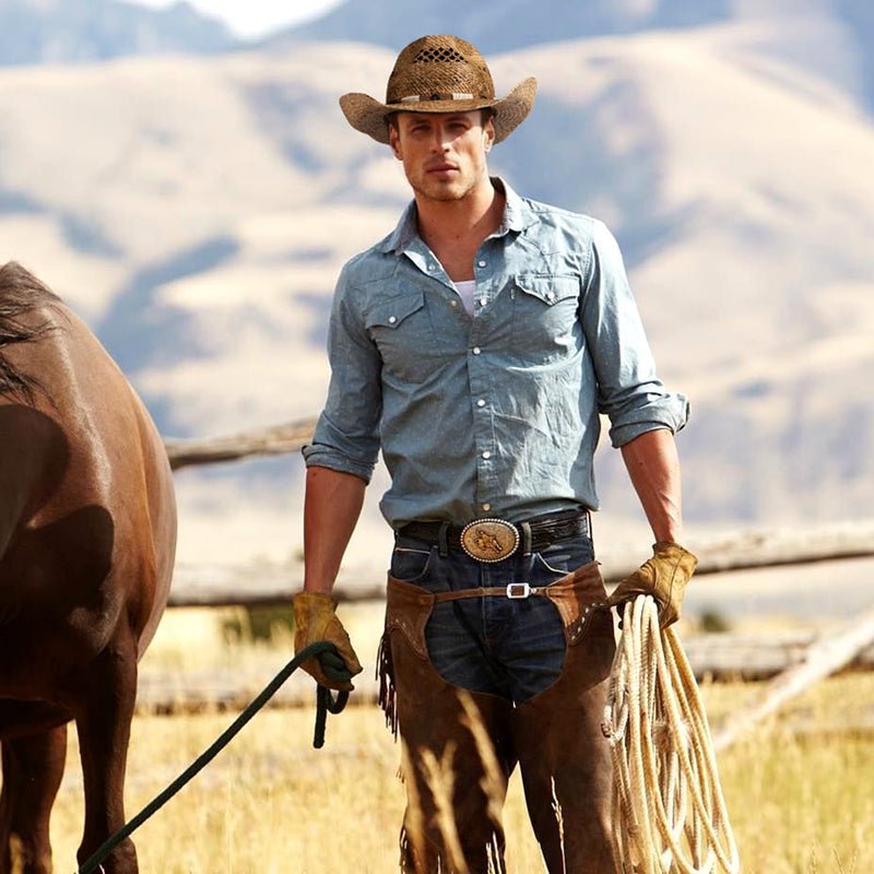 Mesa Raffia Straw Cowboy Hat - Mix Brown