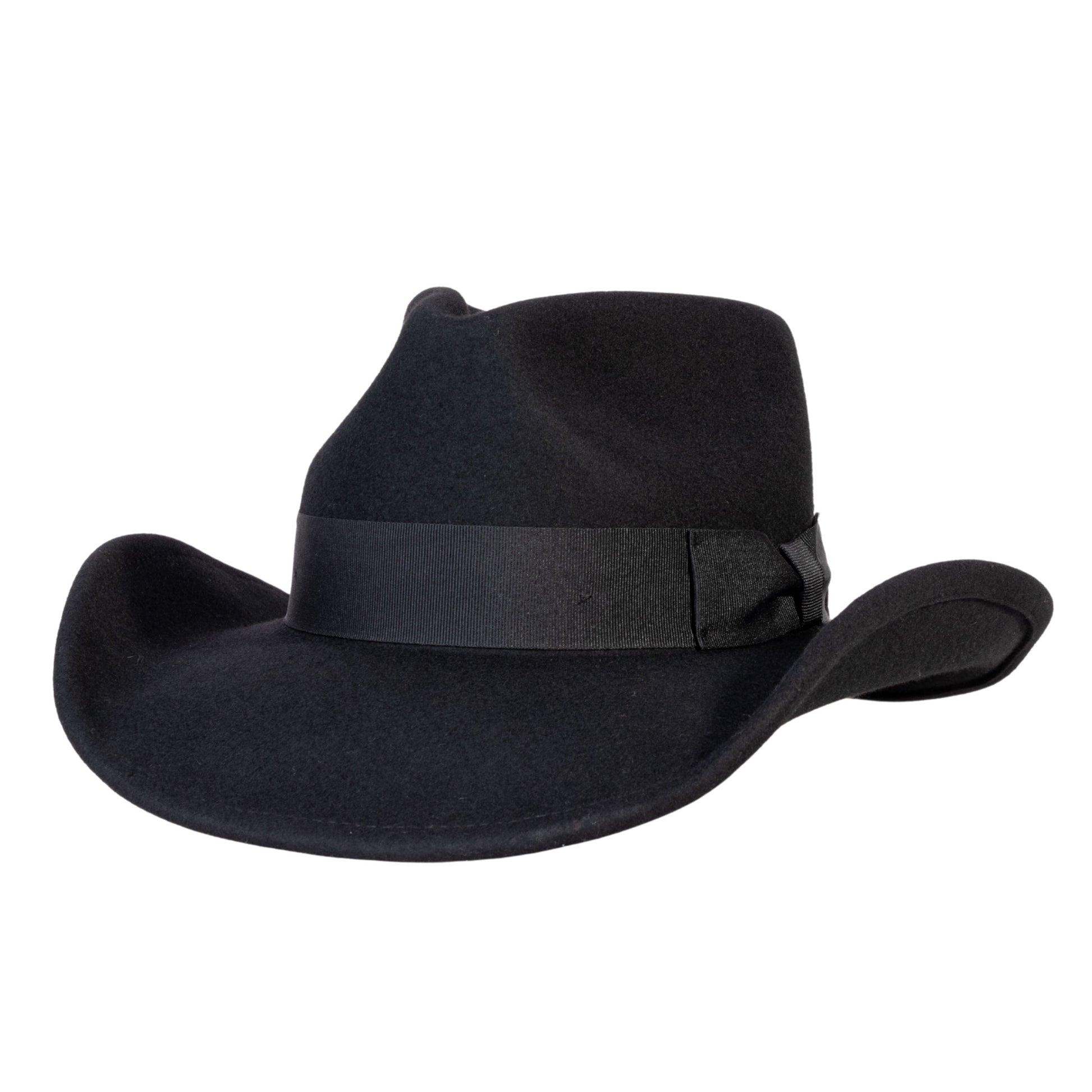 Midnight Black Felt Cowboy Hat - Mix Brown