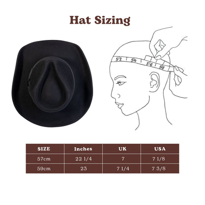 Midnight Black Felt Cowboy Hat - Mix Brown