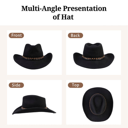 Midnight Trail Black Felt Cowboy Hat - Mix Brown