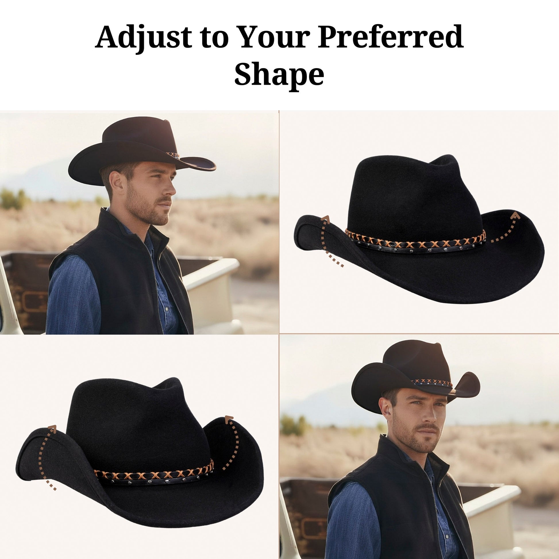 Midnight Trail Black Felt Cowboy Hat - Mix Brown