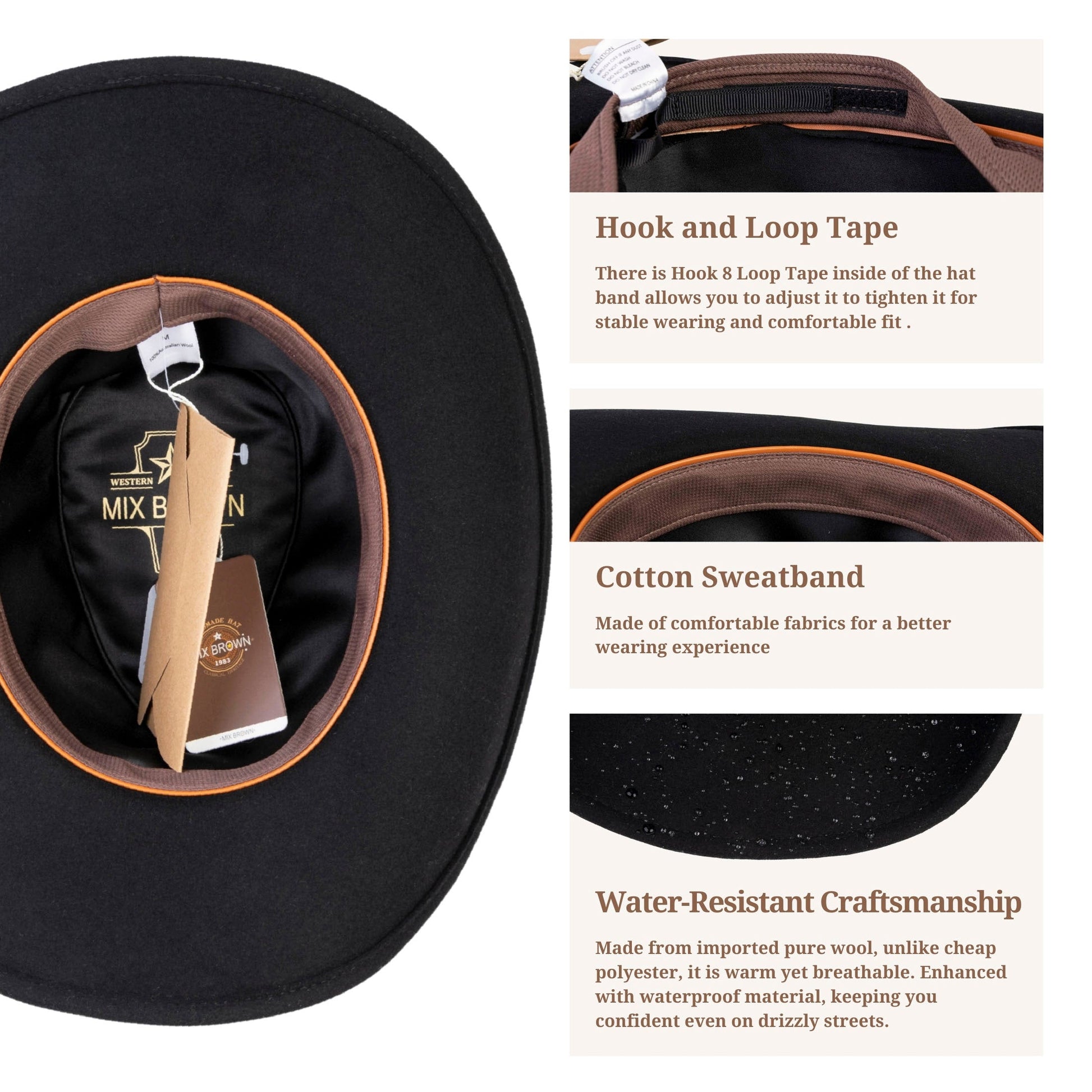 Midnight Trail Black Felt Cowboy Hat - Mix Brown