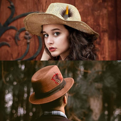 Mix Brown 11 - Piece Feather Hat Band Accessory Set - Mix Brown