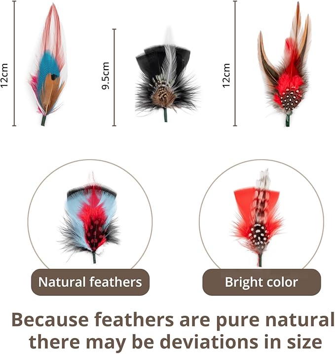 Mix Brown 7 - Piece Feather Hat Band Accessory Set - Mix Brown