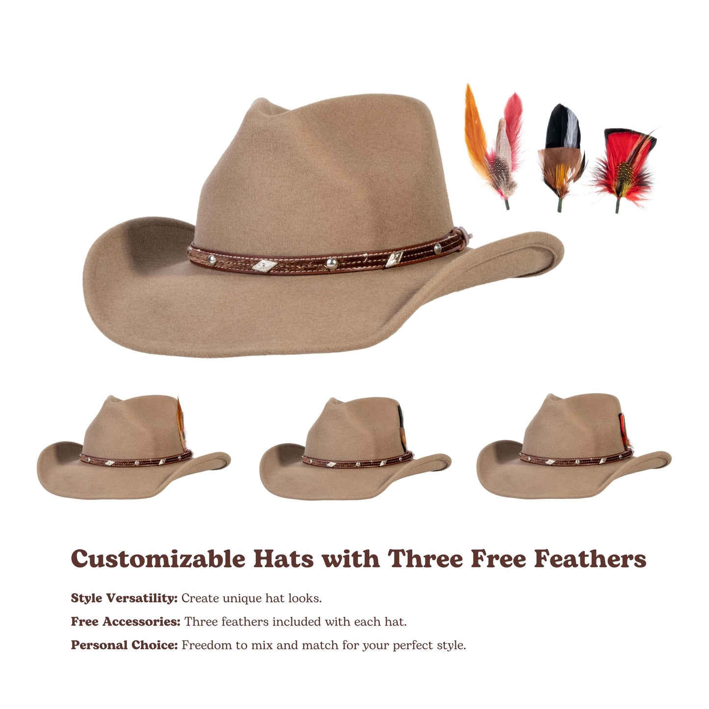 Nomad Bronze Felt Cowboy Hat - Mix Brown