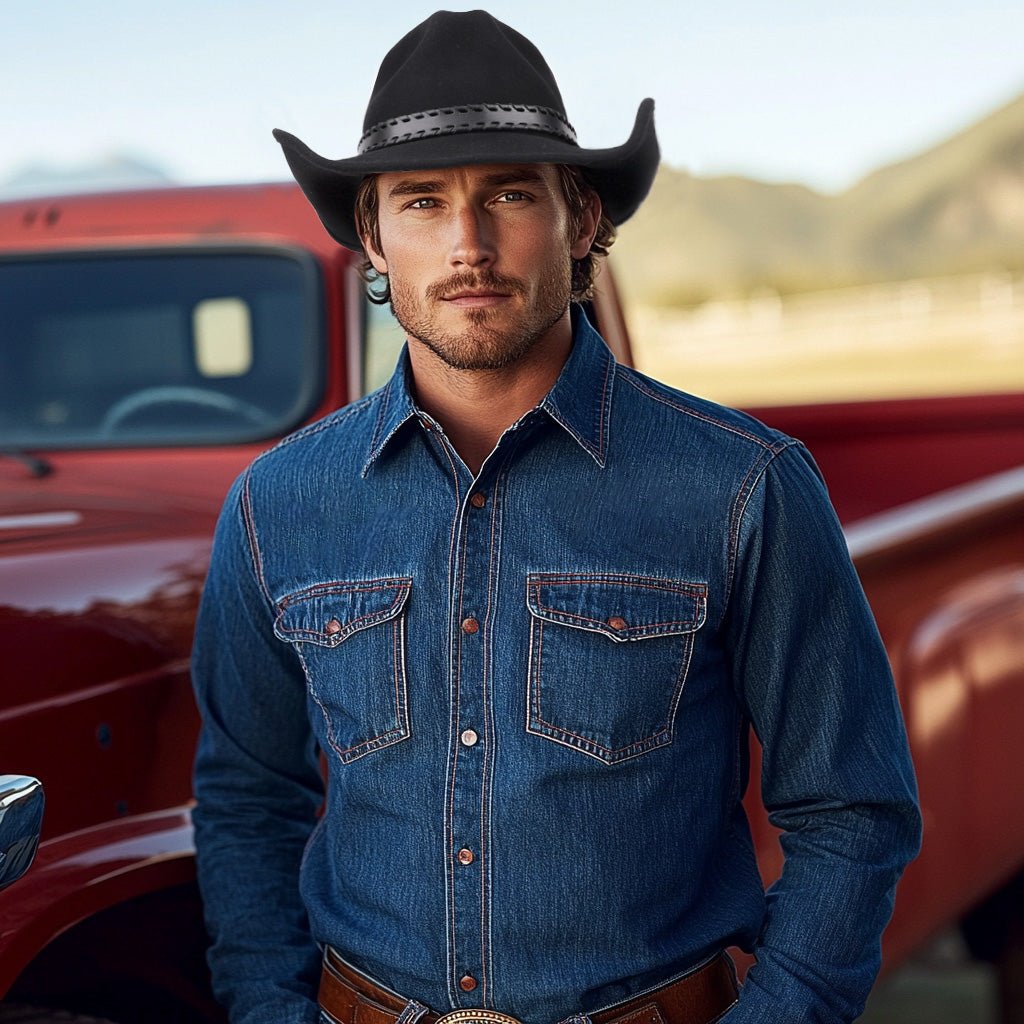 Obsidian Black Felt Cowboy Hat - Mix Brown