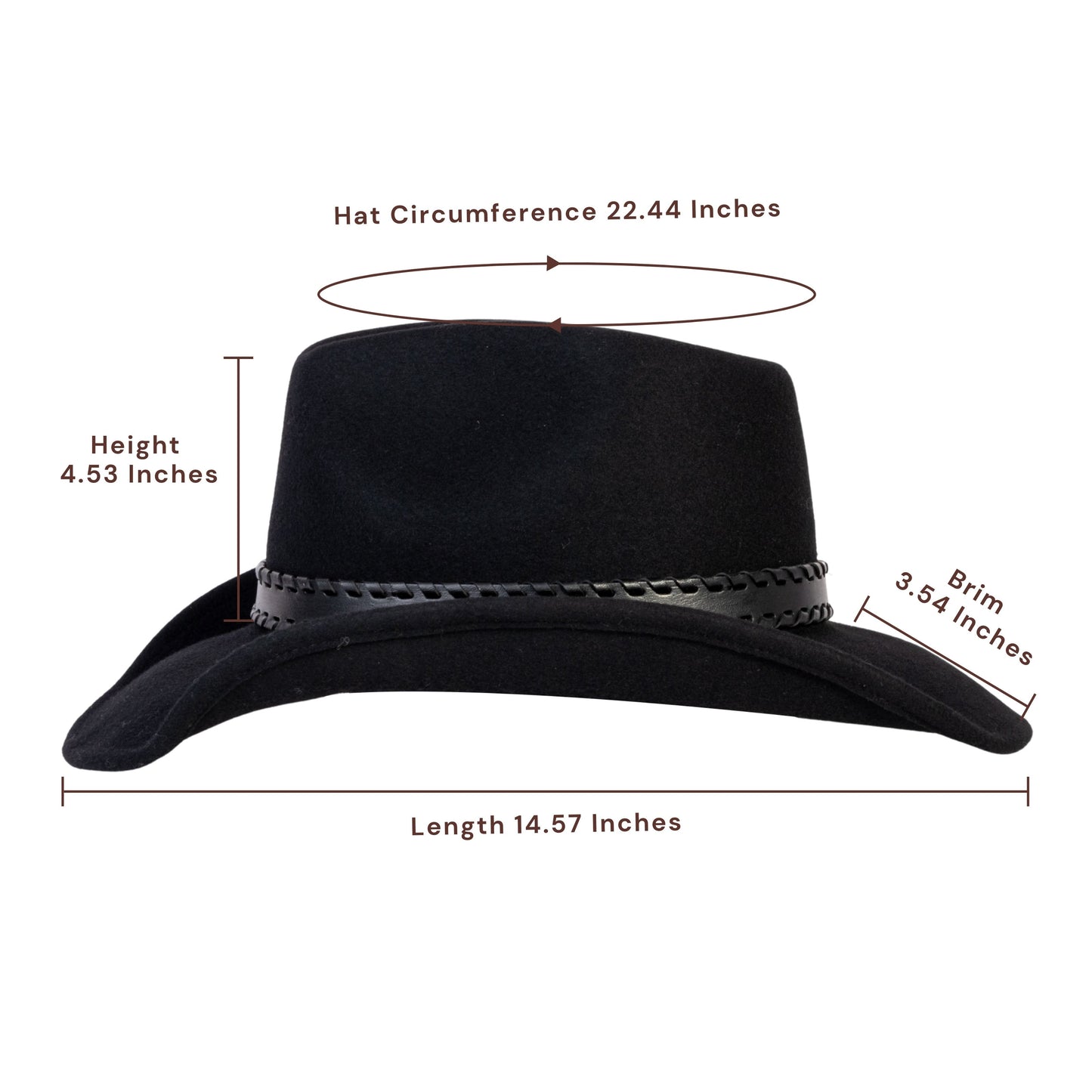 Obsidian Black Felt Cowboy Hat - Mix Brown