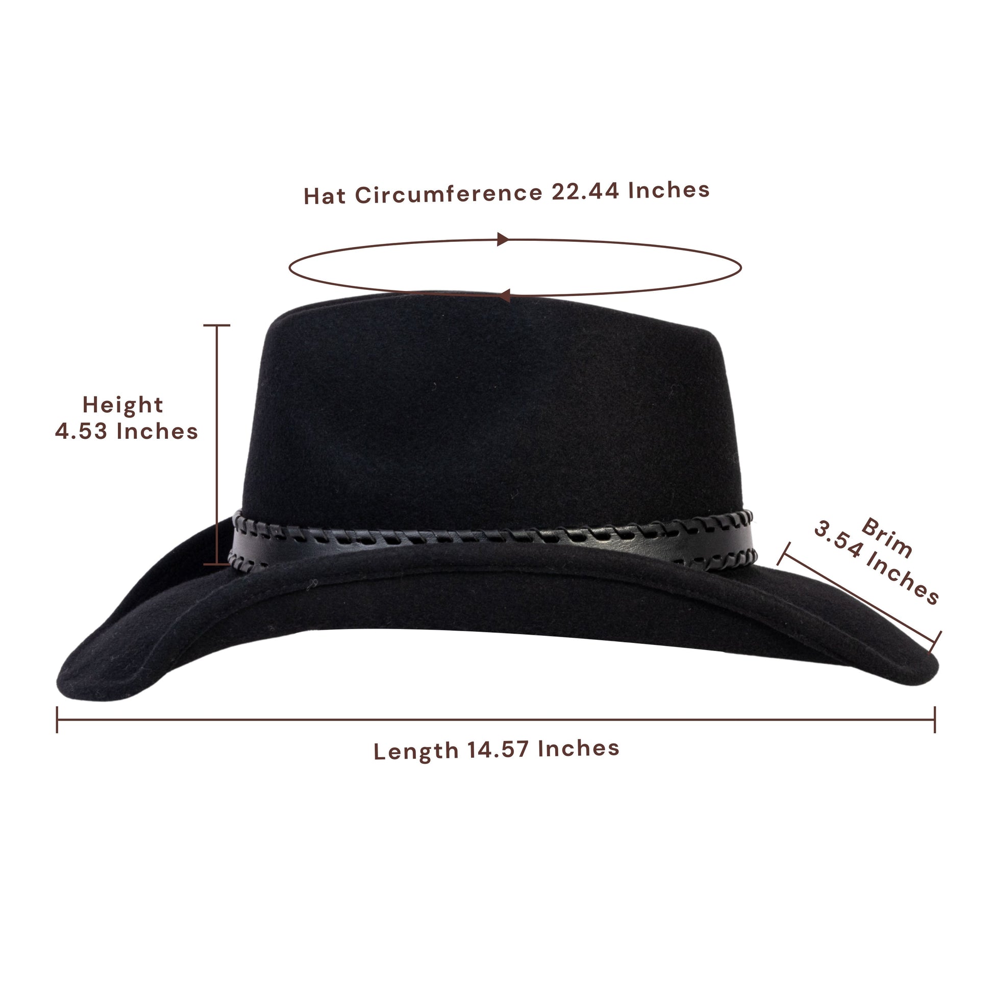 Obsidian Black Felt Cowboy Hat - Mix Brown