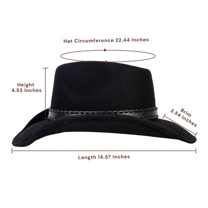 Obsidian Black Felt Cowboy Hat - Mix Brown