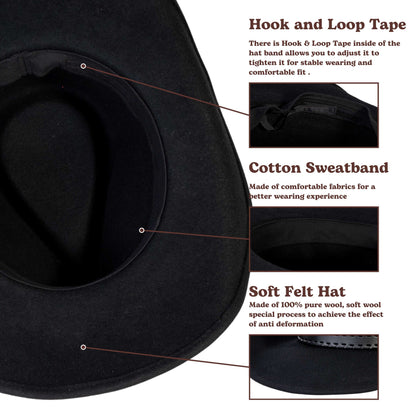 Obsidian Black Felt Cowboy Hat - Mix Brown