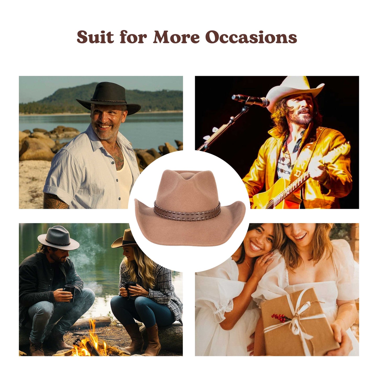 Outlander Tan Felt Cowboy Hat - Mix Brown
