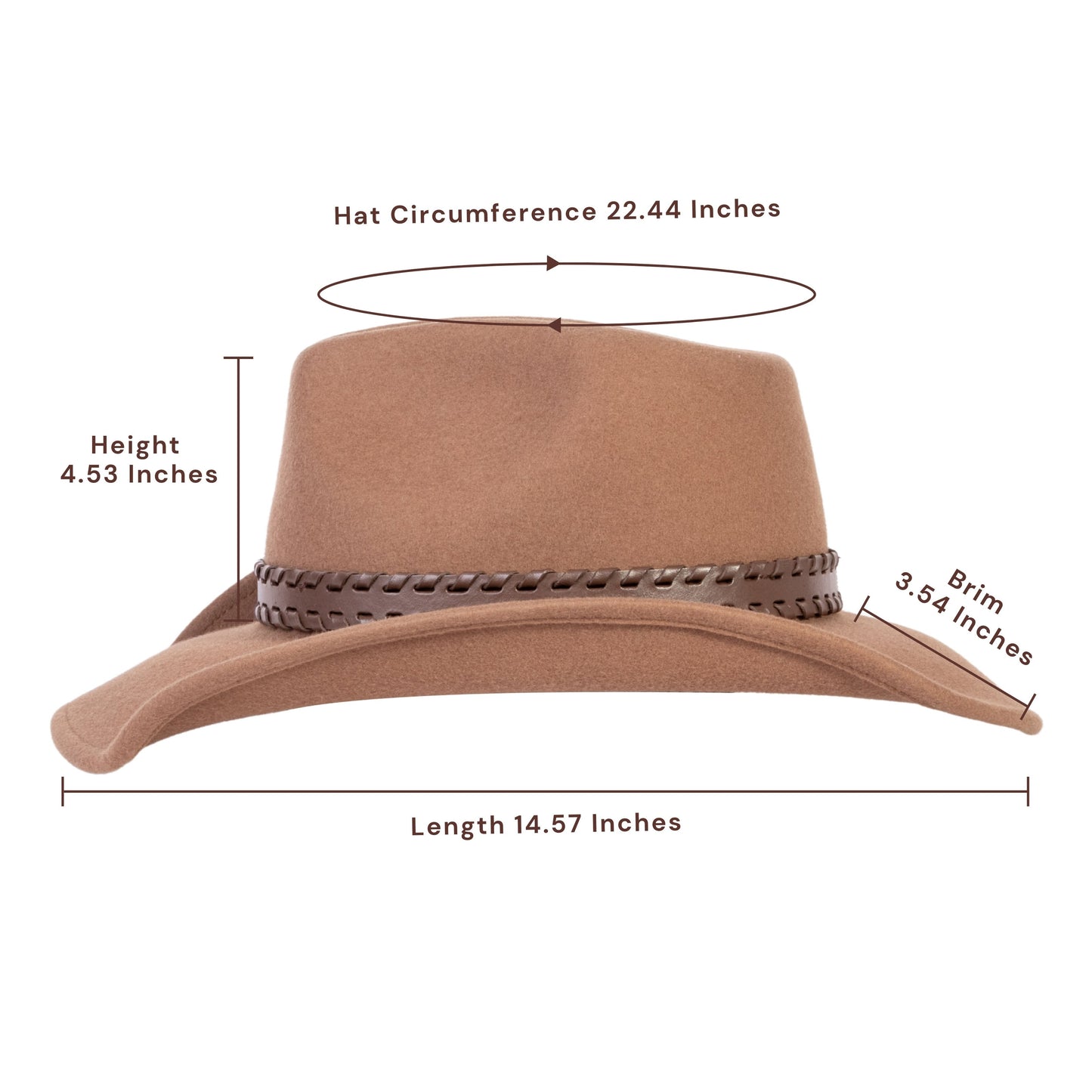 Outlander Tan Felt Cowboy Hat - Mix Brown