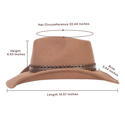 Outlander Tan Felt Cowboy Hat - Mix Brown