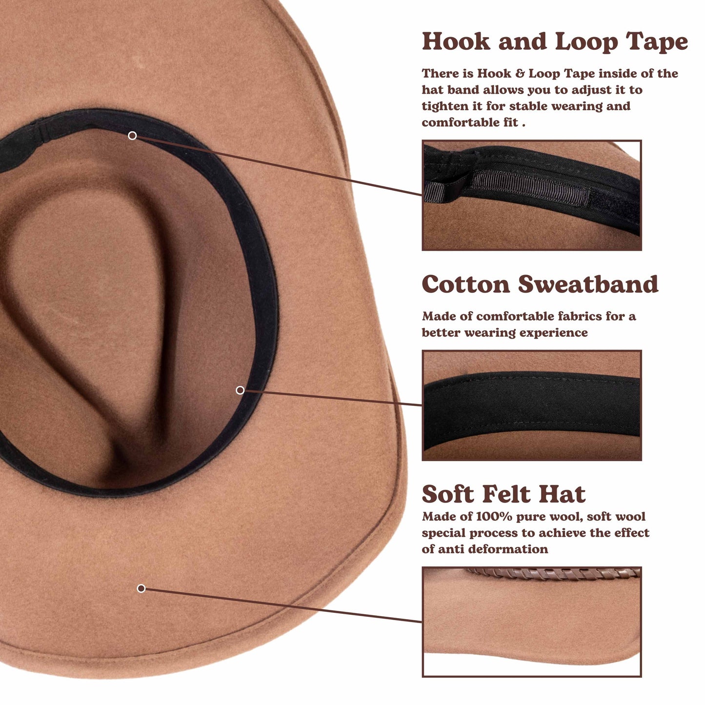 Outlander Tan Felt Cowboy Hat - Mix Brown