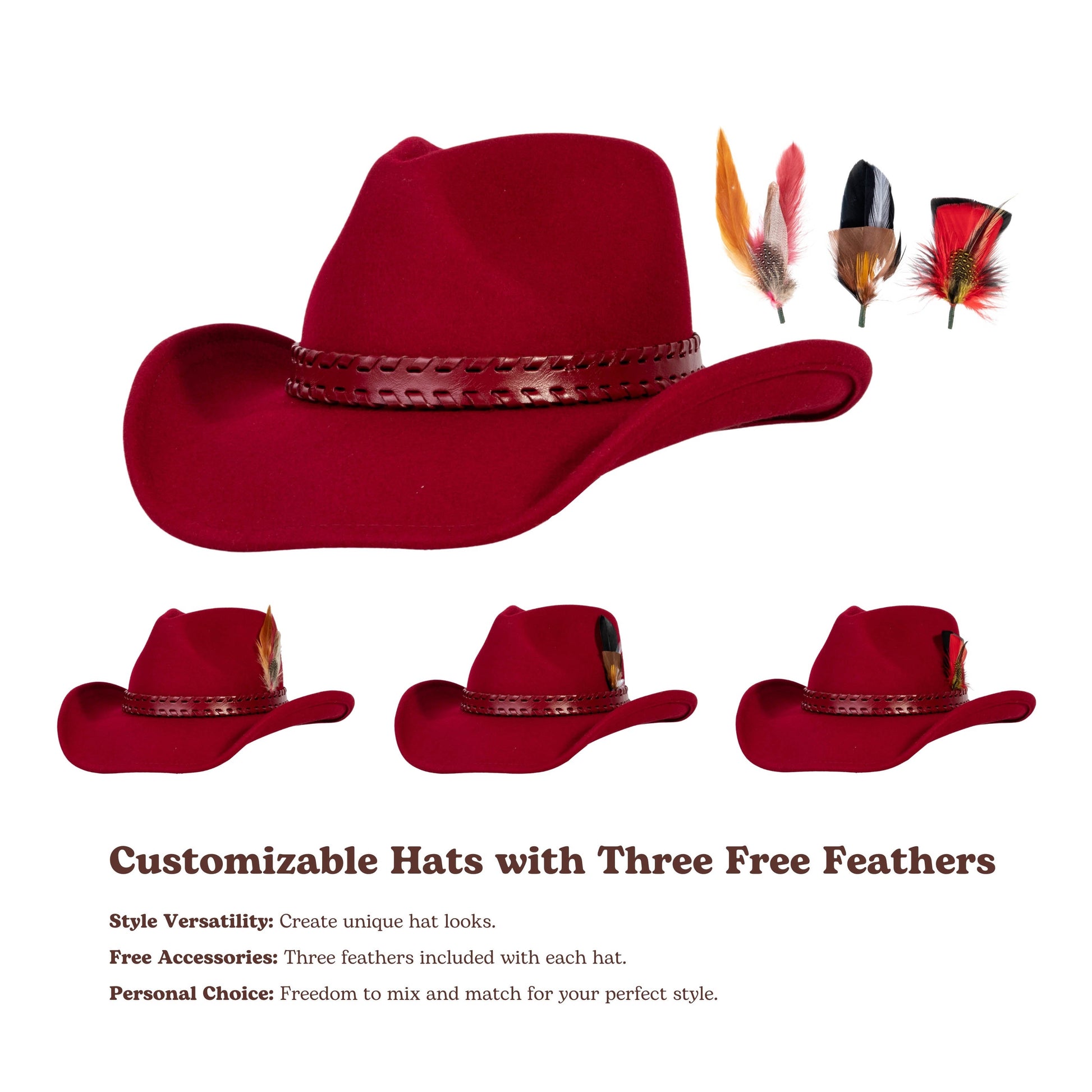 Outlaw Crimson Felt Cowboy Hat - Mix Brown