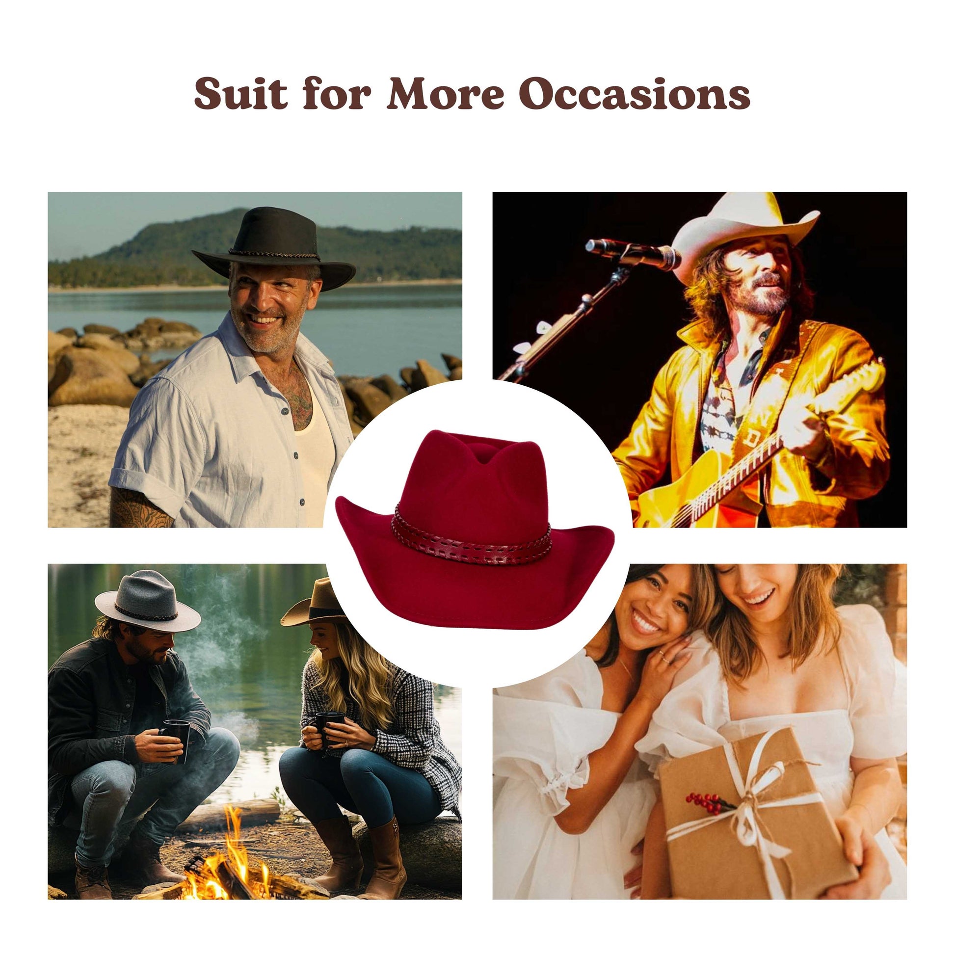 Outlaw Crimson Felt Cowboy Hat - Mix Brown