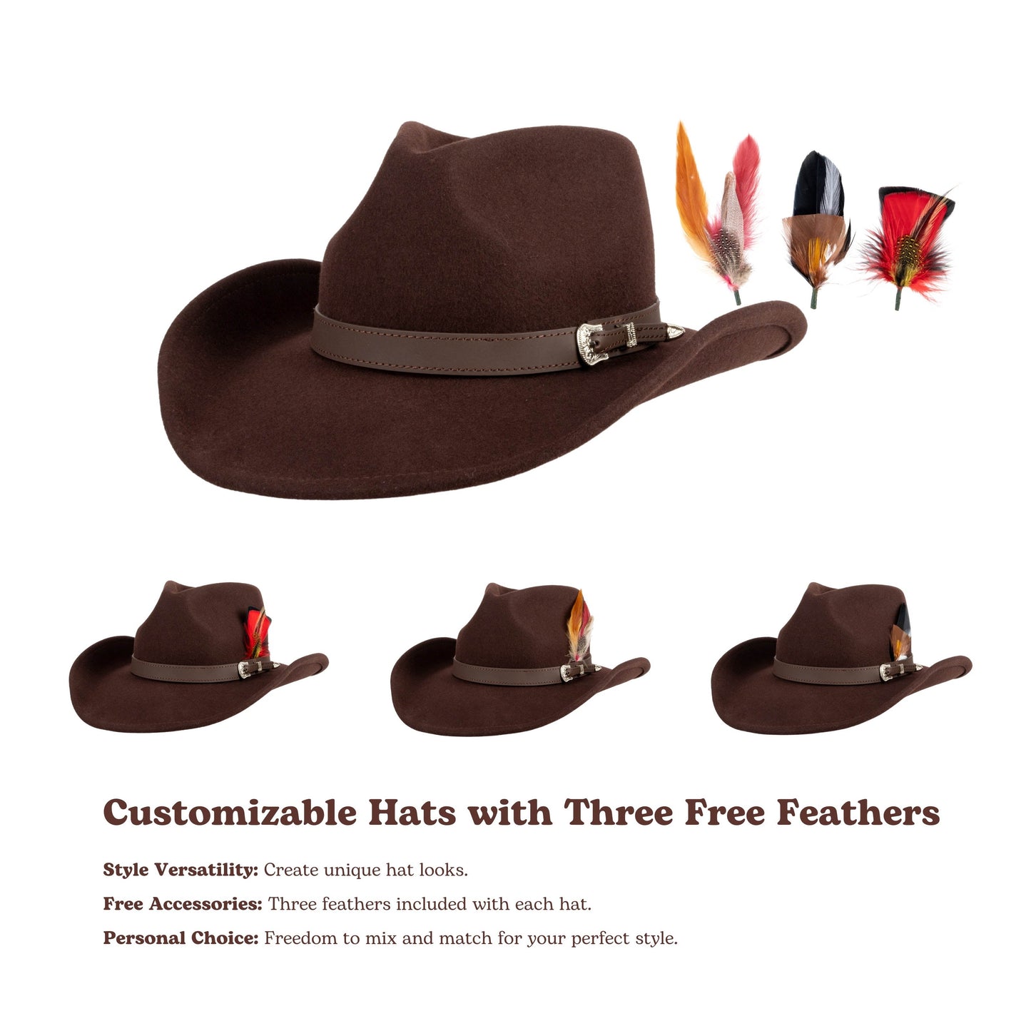 Ranger Chocolate Felt Cowboy Hat - Mix Brown